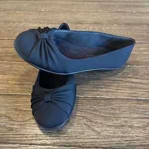 Black Micro Leather ‘Fall’ Flat Wide
